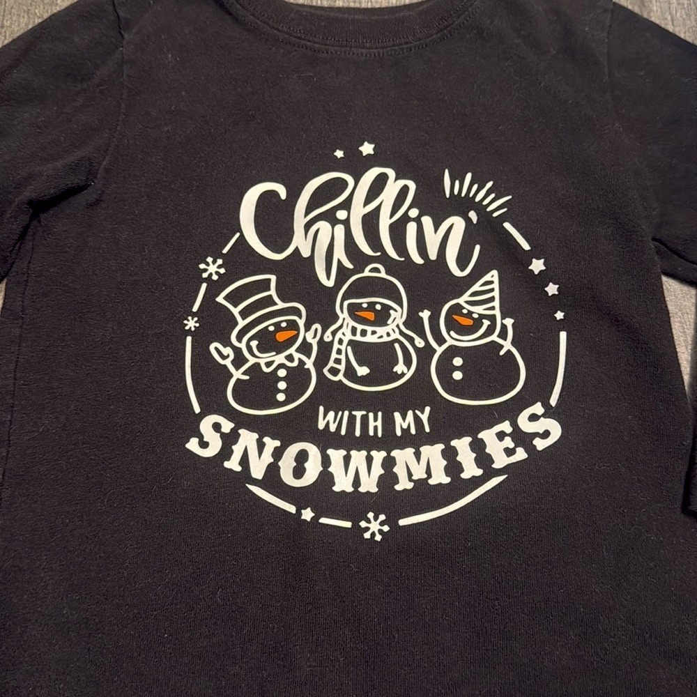 Chillin’ With My Snowmies Shirt - Black - size 2T